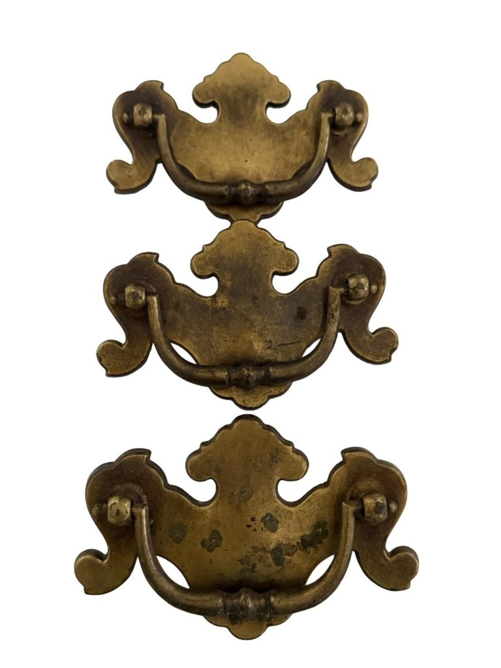 Vintage KBC Keeler Brass N6969 Chippendale Batwing Drawer Pulls 3" Centers Set 3